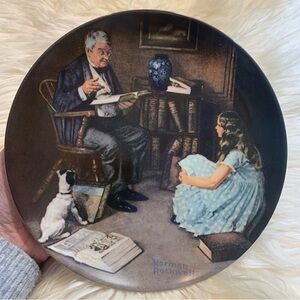 Grandfather granddaughter the storyteller norman rockwell plate